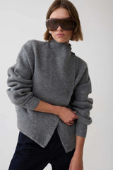 Blouson Knit Cardigan - Charcoal