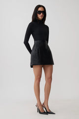 Faux Leather Mini Skirt - Black