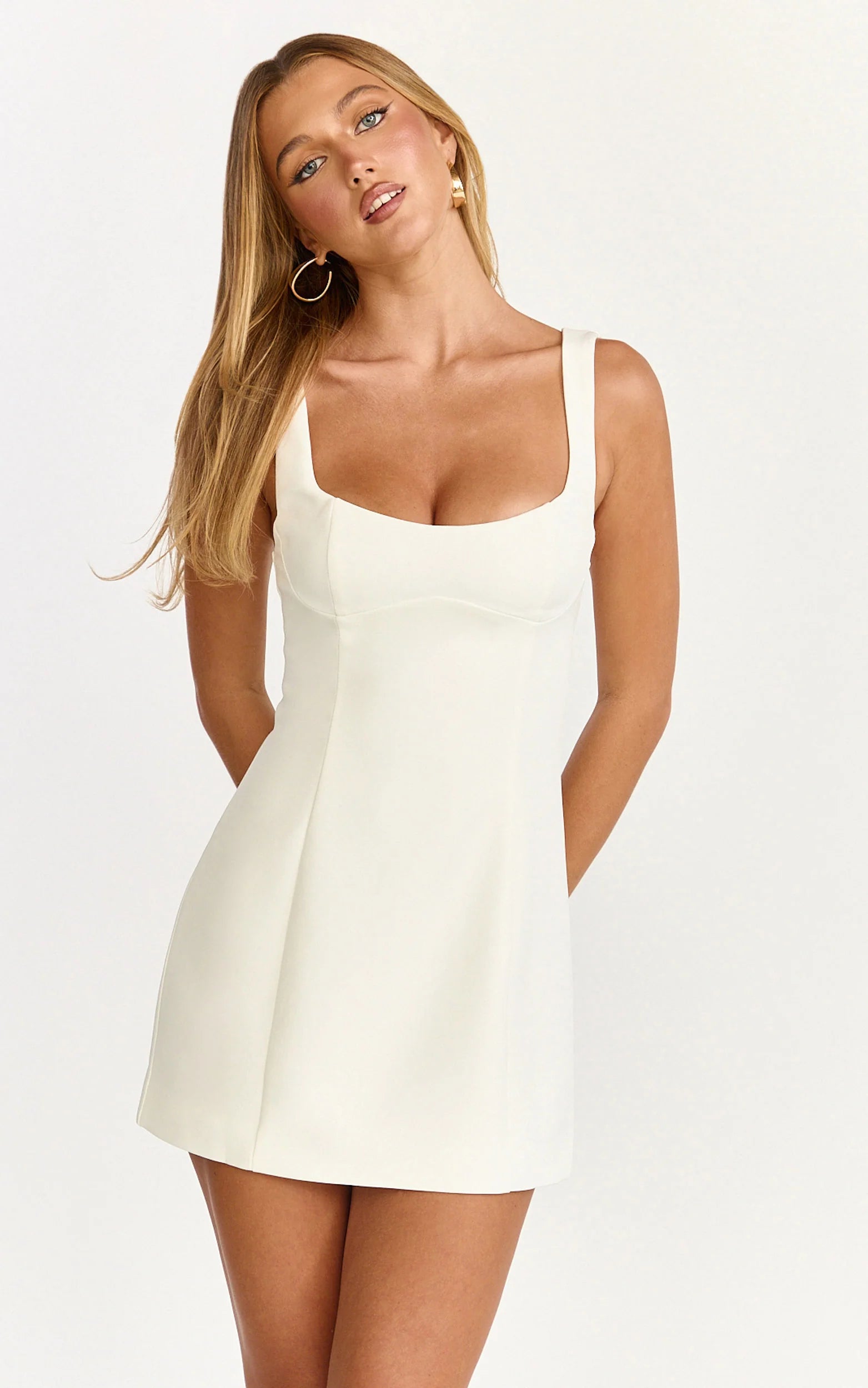 Panel Dress in White