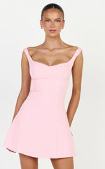 Off The Shoulder A Line Dress in Pink
