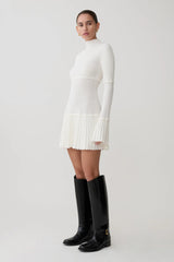 Pointelle Knit Mini Dress - Ivory