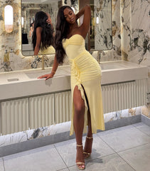 Sunlit Sway Mesh Ruffle Dress