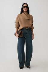 Blouson Knit Cardigan - Camel