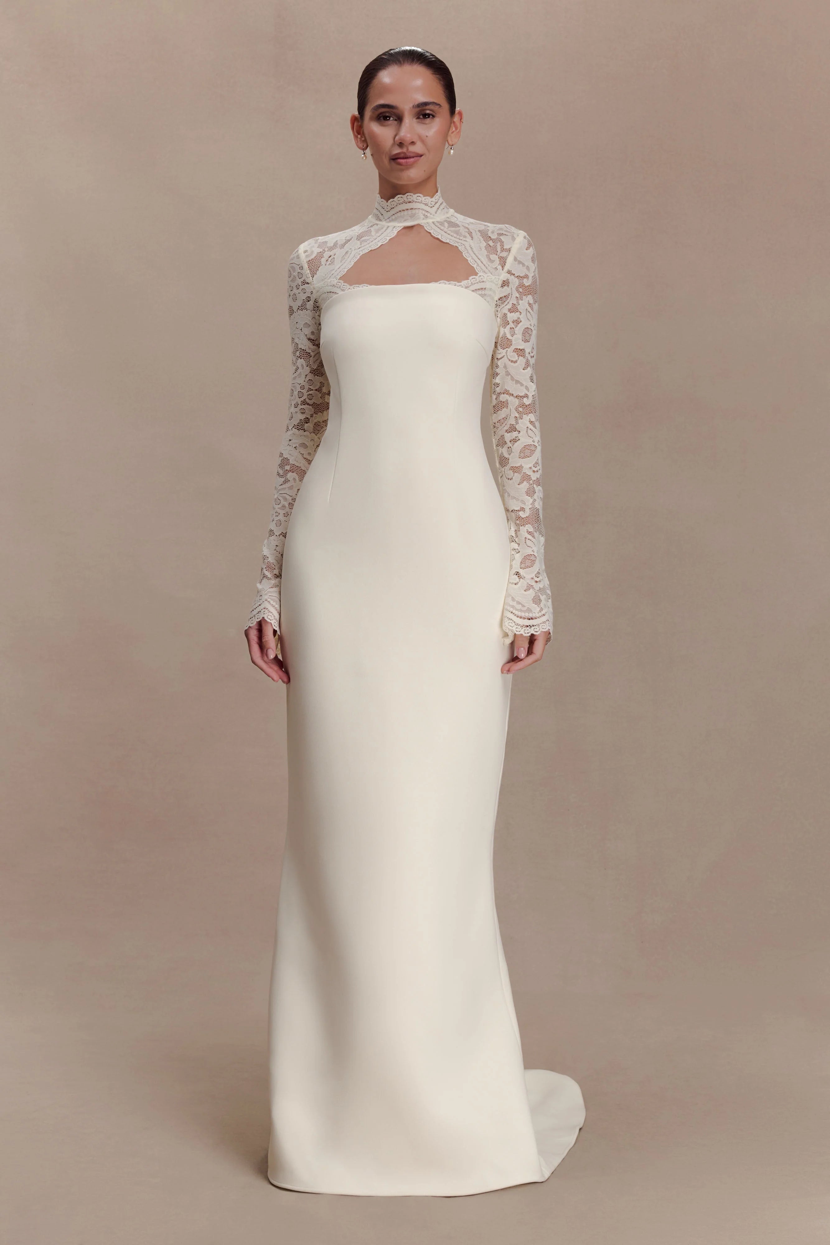 Aurelie Long Sleeve Lace Maxi Dress - Ivory