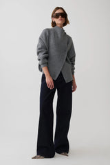 Blouson Knit Cardigan - Charcoal