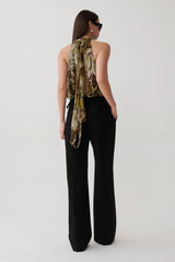 Tie Back Chiffon Sleeveless Top - Snake Print