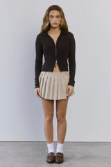 Warm Layers Ribbed Long Sleeve Top Brown