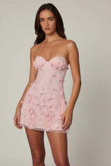Embellished Bandeau A-Line Mini Dress In Ballet Pink