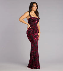 Clara Velvet Mesh Lace-Up Formal Dress