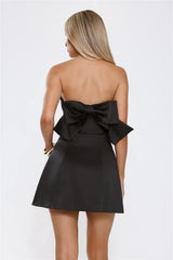 The Best Gift Satin Strapless Mini Dress Black