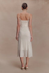 Willa Gathered Mesh Midi Dress - Polka Dot