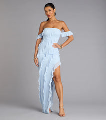 Cecilia Off-The-Shoulder Ruffle Formal Dress