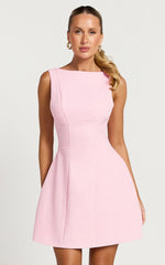 High Neck Backless Dress in Pink