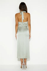 My Challenge Satin Midi Dress Sage