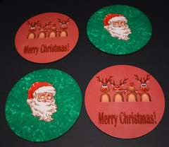 Timber Christmas Coasters - Round 4pk