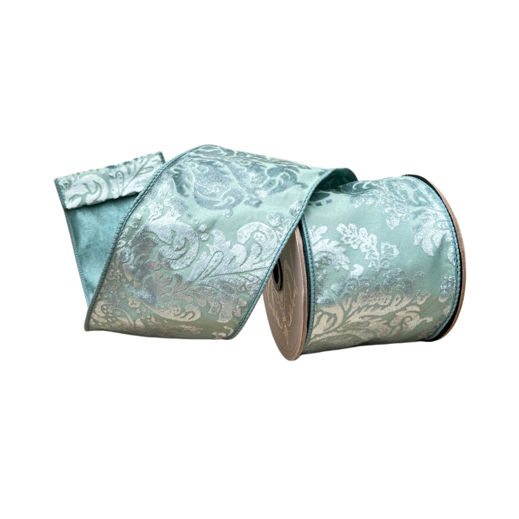 Celadon Velvet Devore Ribbon 4 x 10yds