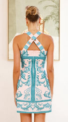 Maegan Mini Dress - Aqua / Pink Zayna