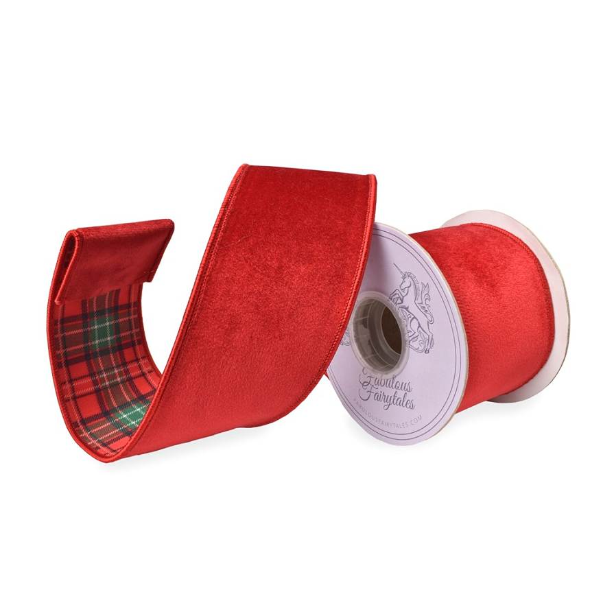 Highland Tartan Velvet Christmas Ribbon 2.5 x 10yds