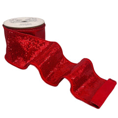 Ruby Red Sparkle Sequin Ribbon 4 x 10yds