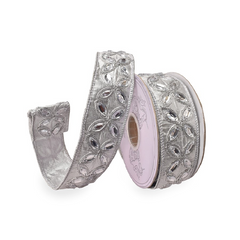 Silver Crystal Quatrefoil Ribbon 1.5 x 5yd