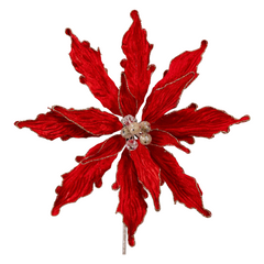 Plush Red Poinsettia Stem 10
