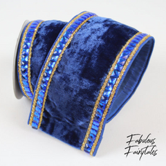 Royal Cobalt Velvet Ribbon 4 x 10yds