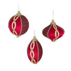 Highland Tartan Velvet Baubles 12.5cm (Set of 3)
