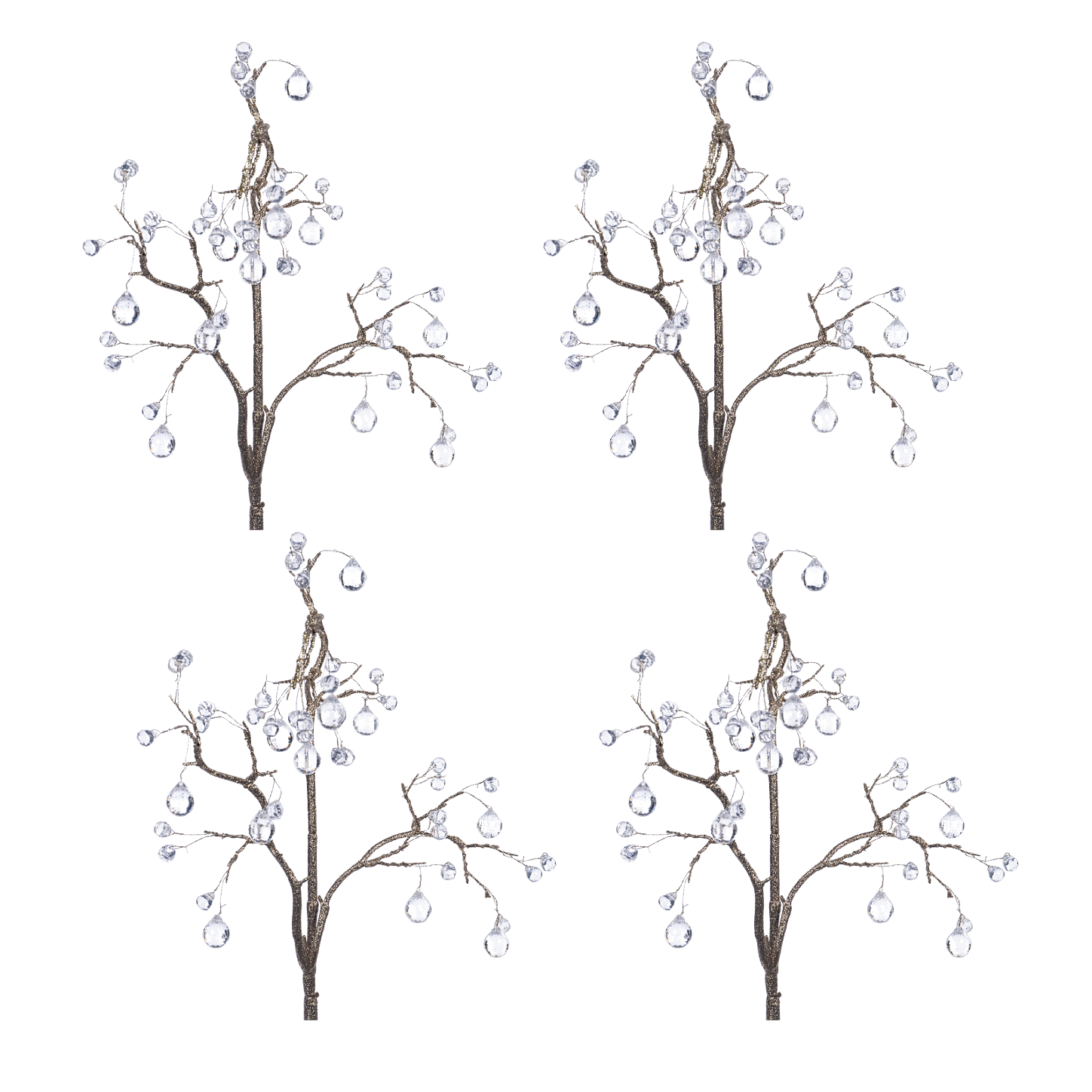 Champagne Crystal Jewel Drop Stems 72cm (Set of 4)