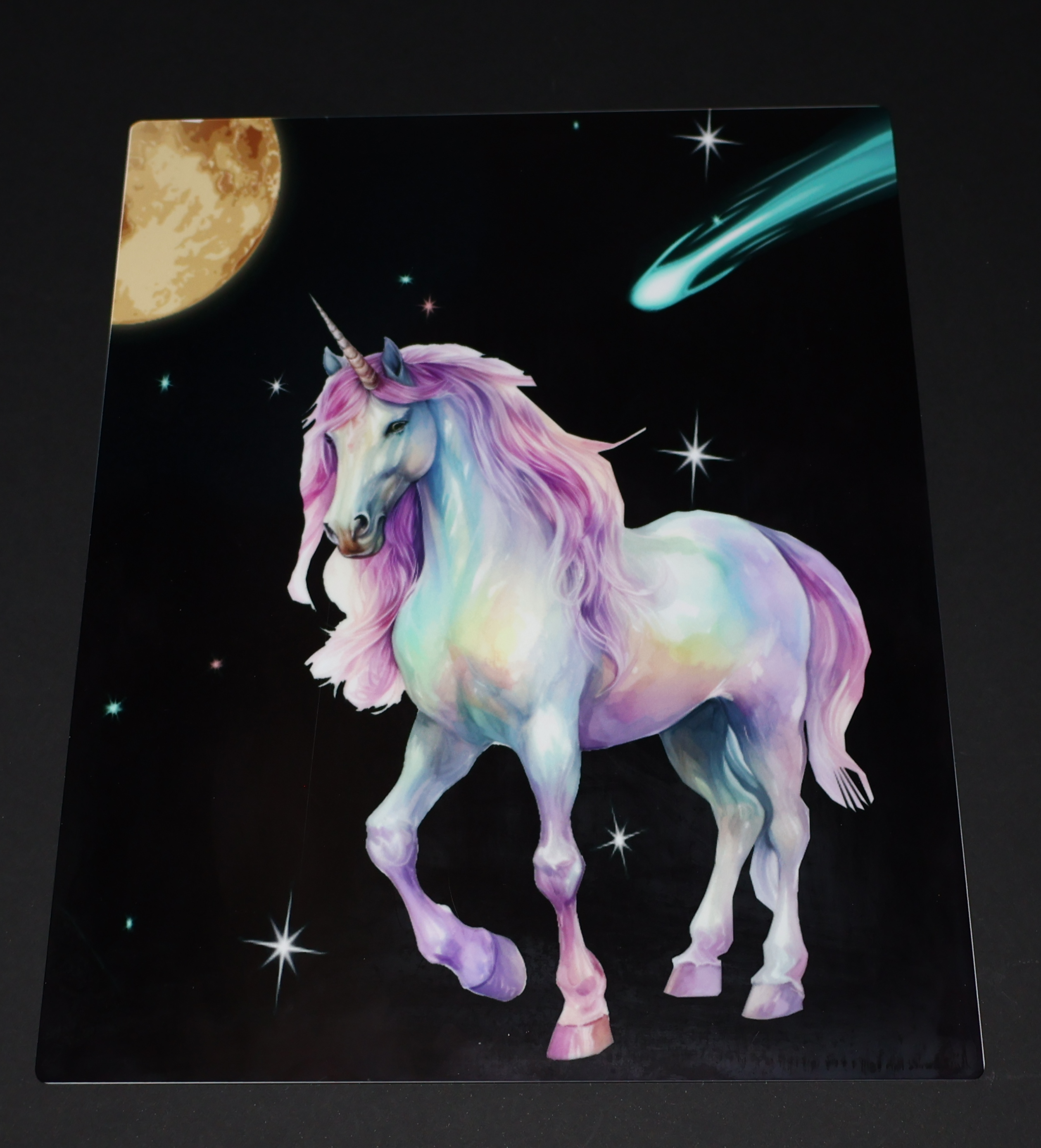 Metal Art Print in Matte Unicorn in Space