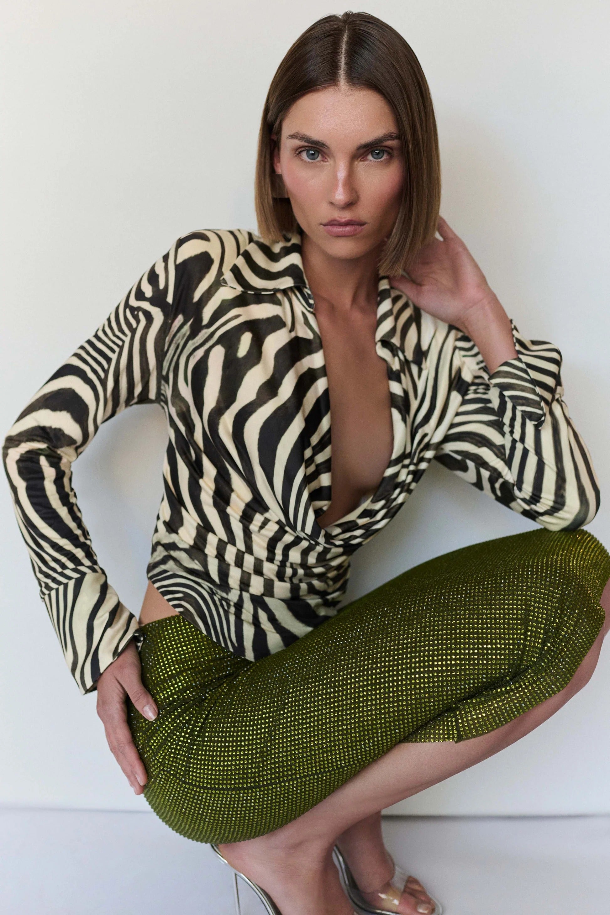 Long Sleeve Zebra Print Top - Zebra Print
