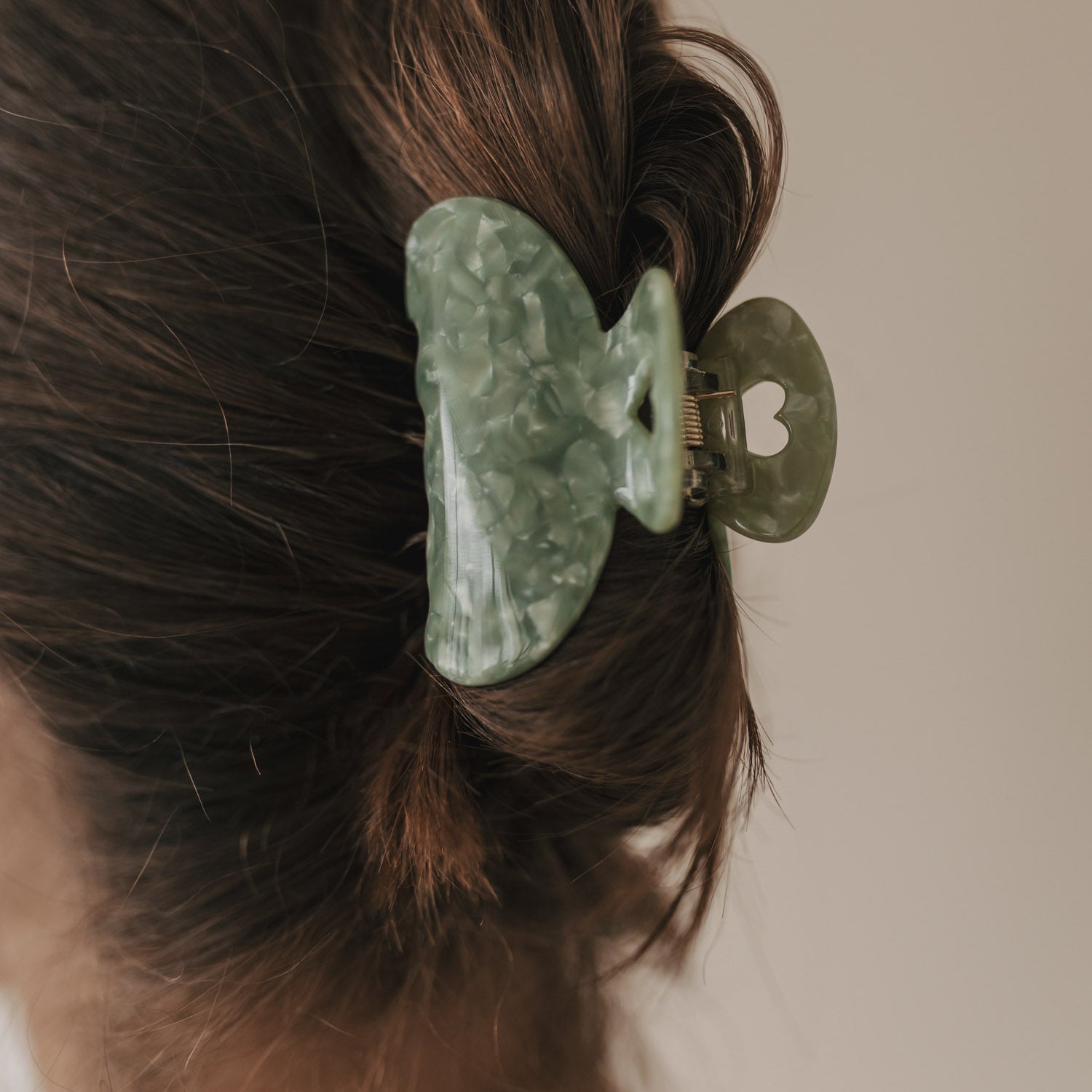 Haarspange groß Herz Jade