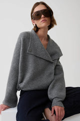 Blouson Knit Cardigan - Charcoal