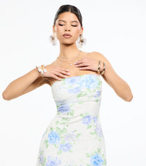 Plans In Bloom Floral Beaded A-Line Mini Dress