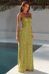 ELLERBY FRILL TRIM MAXI DRESS - OLIVE