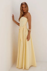 MAEVE STRAPLESS SIDE TIE MAXI DRESS - BUTTER