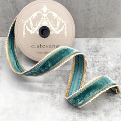 Royal Pearl Celadon Velvet Ribbon 1.5 x 5yds