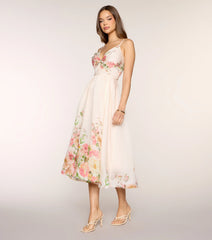 Courtney Floral Lace-Up Formal Dress
