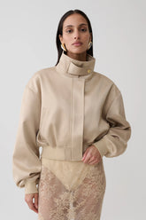 Satin Bomber Jacket - Blush Rose Gold