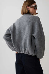Blouson Knit Cardigan - Charcoal