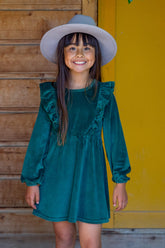 Pine Stretch Corduroy Carina Ruffle Dress