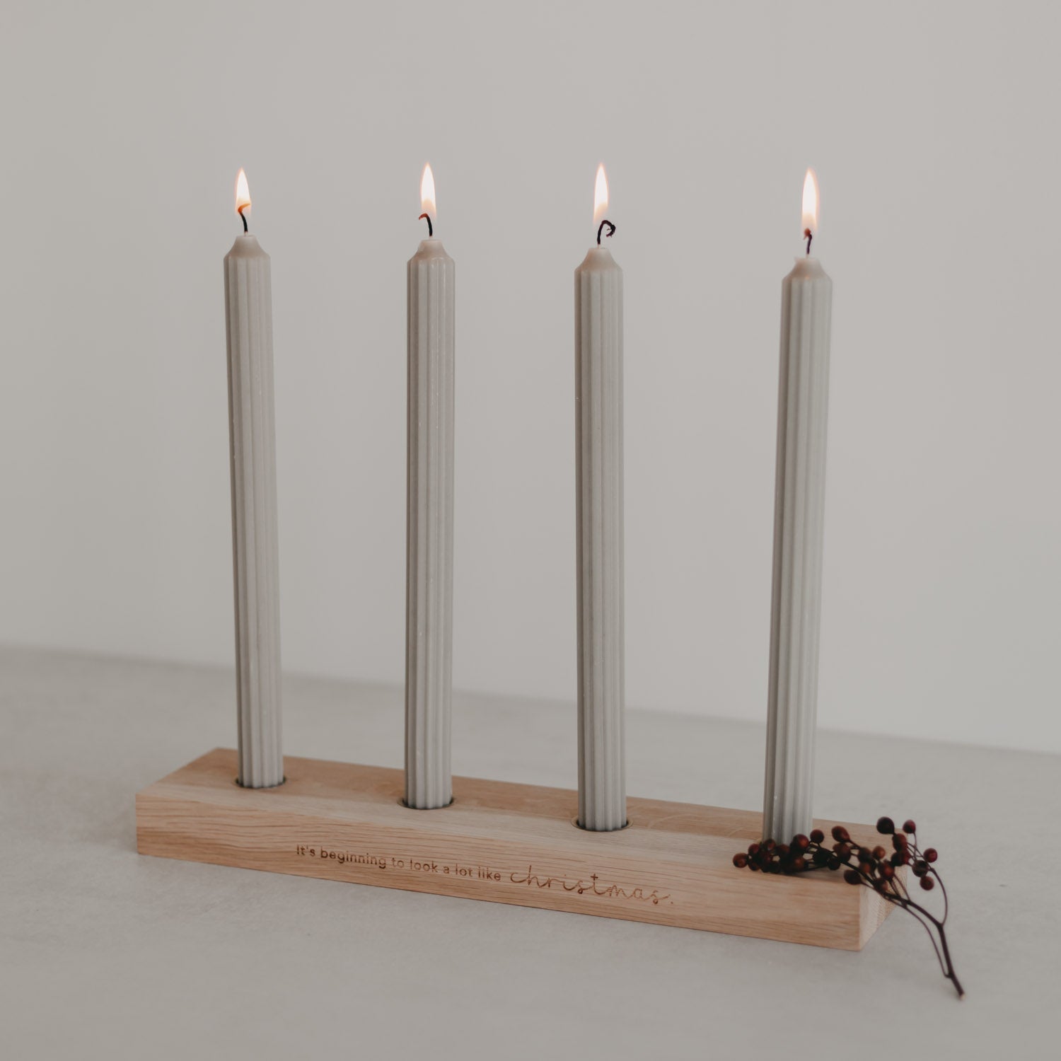 Adventskerzenbrett aus Eiche Christmas