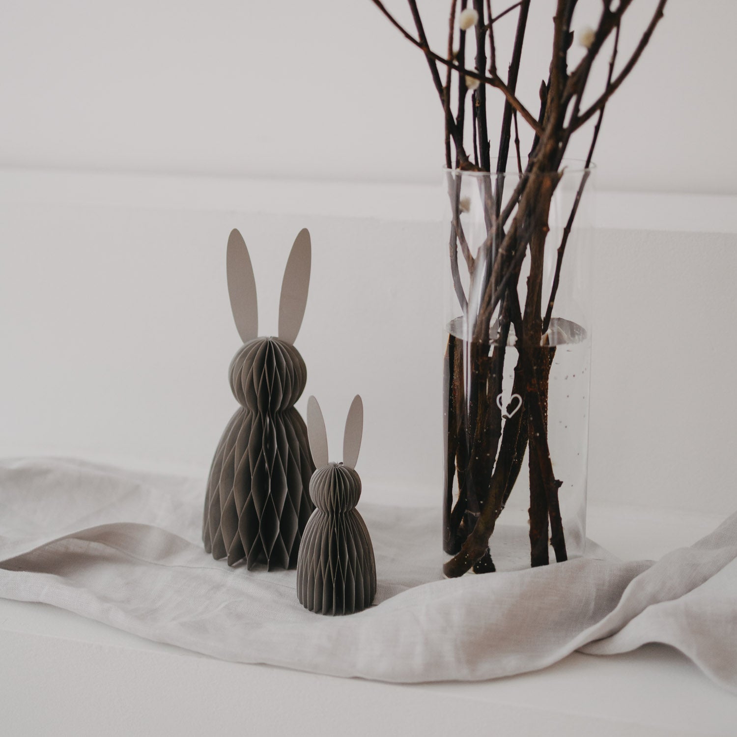 Papierhasen 2er Set grau