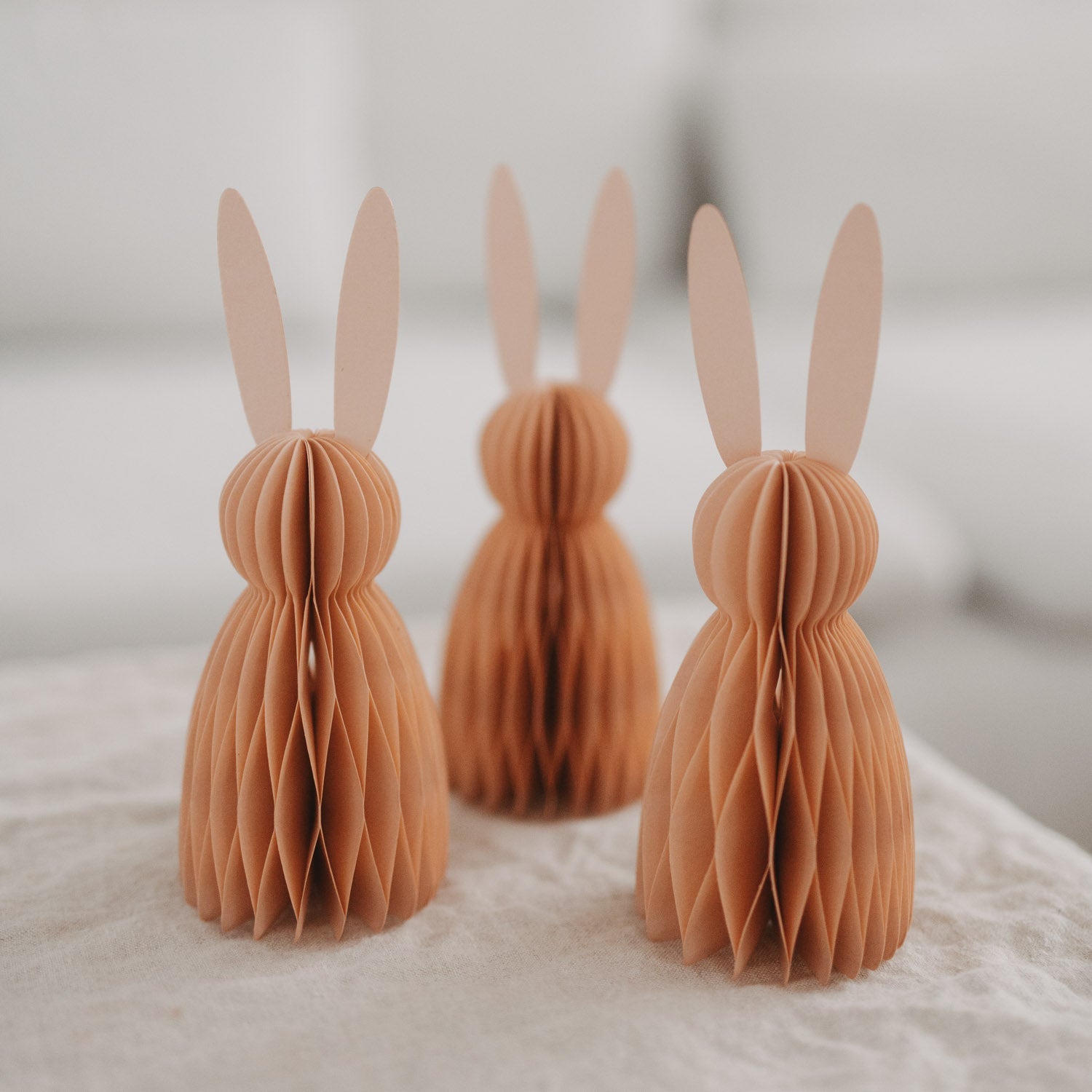 Papierhasen 3er Set klein peach