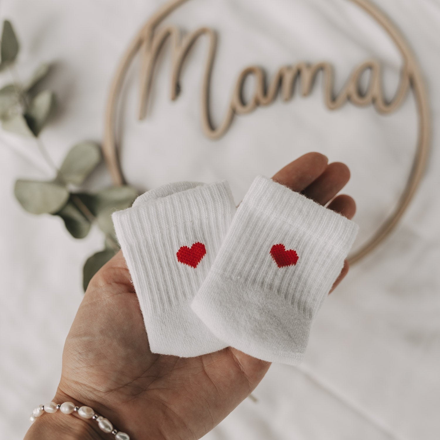 Babysocken Herz rot 16-18