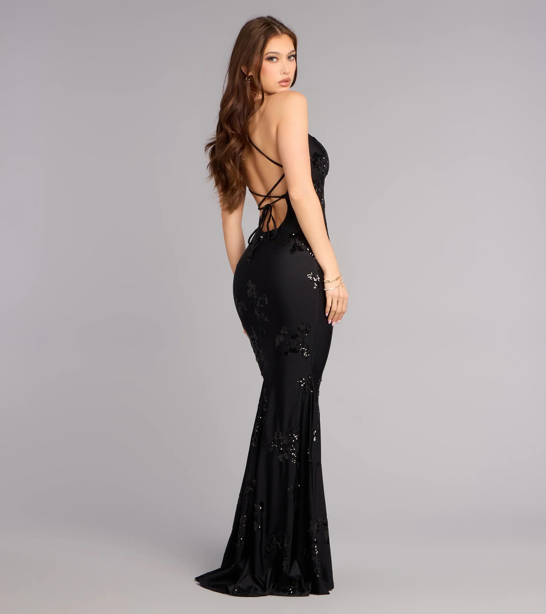 Mae Sequin Knit Strappy Formal Dress