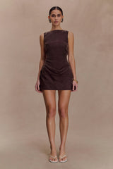 Bexley Draped Mini Dress - Dark Chocolate