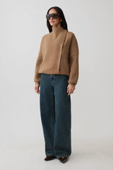 Blouson Knit Cardigan - Camel