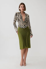 Long Sleeve Zebra Print Top - Zebra Print