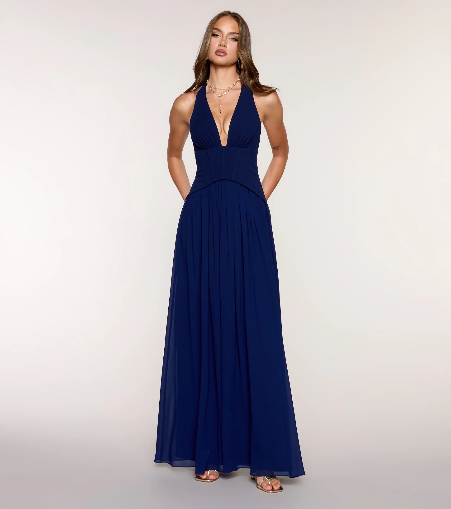 Veronica Crepe A-Line Formal Dress