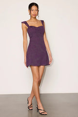 Arlene Purple Floral Jacquard Mini Dress